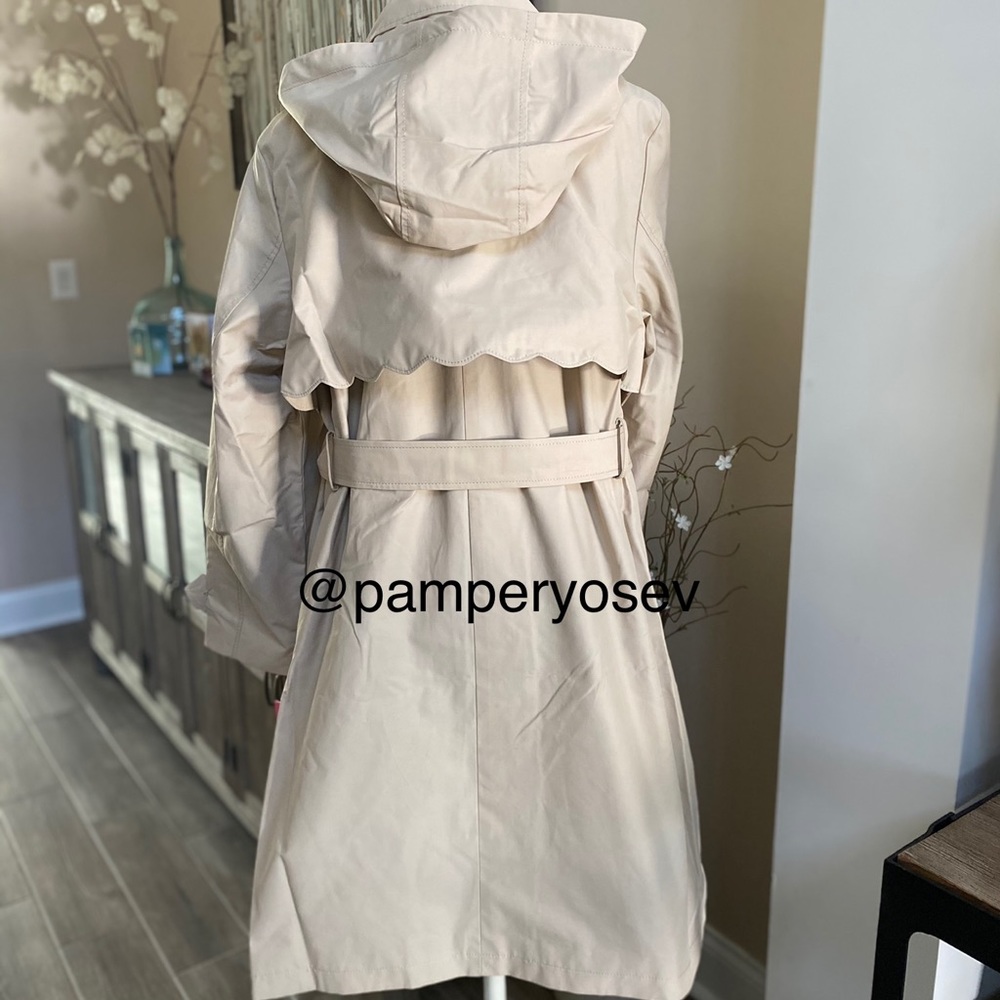 Kate Spade Scalloped Belted Hood Trench Coat - Picture 4 of 16